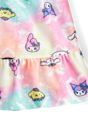 Girls Hello Kitty® And Friends Rainbow Tie Dye Ruffle Pajamas