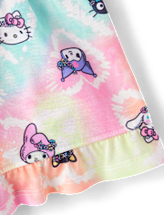 Girls Hello Kitty® And Friends Rainbow Tie Dye Ruffle Pajamas