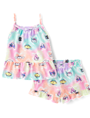Girls Hello Kitty® And Friends Rainbow Tie Dye Ruffle Pajamas