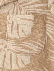 Baby And Toddler Boys Tropical Leaf Knit Button Up Shirt