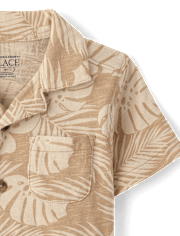 Baby And Toddler Boys Tropical Leaf Knit Button Up Shirt