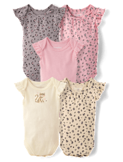 Baby Girls Leopard Flutter Bodysuit 5-Pack