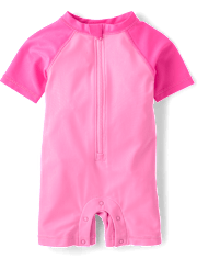 Baby Girls Colorblock Rashguard One Piece Swimsuit