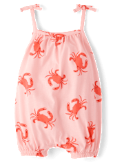 Baby Girls Crab Tie Shoulder Romper