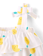 Baby Girls Lemon Tie Shoulder Romper