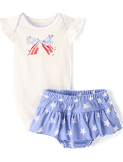 Baby Girls Glitter Americana 2-Piece Outfit Set