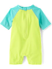 Baby Boys Colorblock Raglan Rashguard One Piece Swimsuit