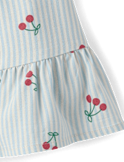 Baby Girls Striped Cherry Ruffle Dress