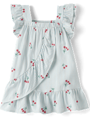 Baby Girls Striped Cherry Ruffle Dress