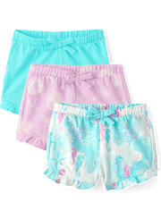Baby Girls Seashell Ruffle Shorts 3-Pack