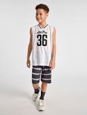 Kids Quick Dry Varsity Mesh Basketball Tank Top