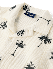 Boys Palm Tree Gauze Button Up Shirt