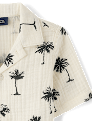 Boys Palm Tree Gauze Button Up Shirt