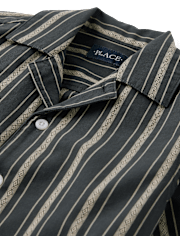 Boys Embroidered Textured Button Up Shirt