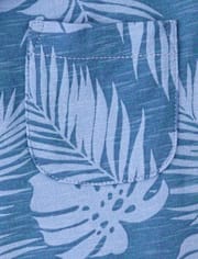 Boys Tropical Leaf Knit Button Up Shirt