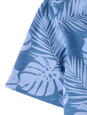 Boys Tropical Leaf Knit Button Up Shirt