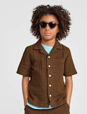 Boys Gauze Button Up Shirt
