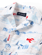 Boys Dad And Me Coastal Poplin Button Up Shirt