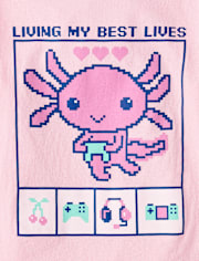 T-shirt graphique pour filles représentant un axolotl (jeu vidéo)