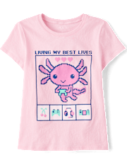 T-shirt graphique pour filles représentant un axolotl (jeu vidéo)