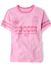 Girls Soccer Relaxed Graphic Ringer Tee