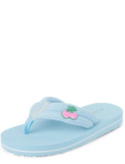 Girls Cherry Stud Terry Cloth Flip Flops