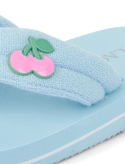Girls Cherry Stud Terry Cloth Flip Flops