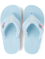 Girls Cherry Stud Terry Cloth Flip Flops