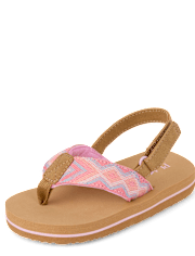 Toddler Girls Embroidered Flip Flops
