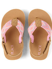 Toddler Girls Embroidered Flip Flops