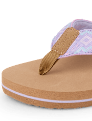 Girls Embroidered Flip Flops