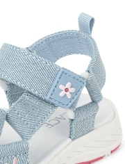 Toddler Girls Embroidered Denim Webbed Sandals