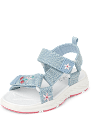 Toddler Girls Embroidered Denim Webbed Sandals
