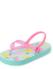 Toddler Girls Striped Fruit Flip Flops