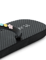Girls Faux Beaded Patch Flip Flops