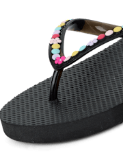 Girls Faux Beaded Patch Flip Flops