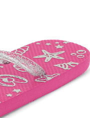 Girls Holographic Seashell Flip Flops