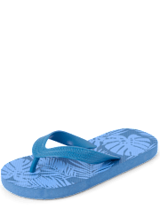 Boys Tropical Leaf Flip Flops