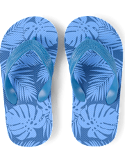 Boys Tropical Leaf Flip Flops