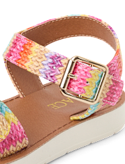 Girls Raffia Buckle Sandals