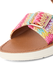 Girls Raffia Buckle Sandals