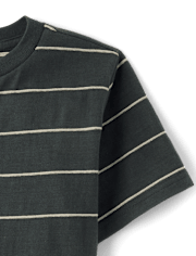 Boys Striped Textured Henley Tee