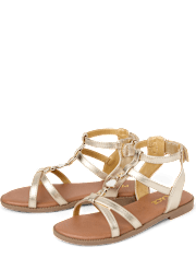 Girls Metallic Seashell Gladiator Sandals