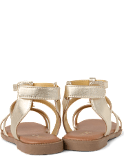 Girls Metallic Seashell Gladiator Sandals