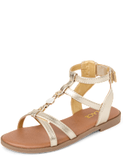 Girls Metallic Seashell Gladiator Sandals