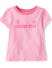 Baby And Toddler Girls Soccer Star Graphic Ringer Tee