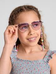 Chaîne de lunettes de soleil à perles avec visage souriant pour filles