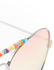 Girls Rainbow Beaded Aviator Sunglasses