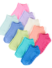 Girls Rainbow Ankle Socks 10-Pack
