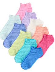 Girls Rainbow Ankle Socks 10-Pack